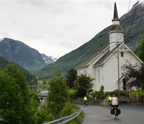 John, John and Terry pass Hellysylt Church