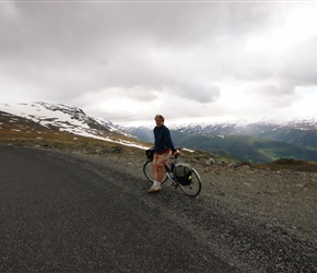 Neil 2/3 of the way up the climb to Juvasshytta