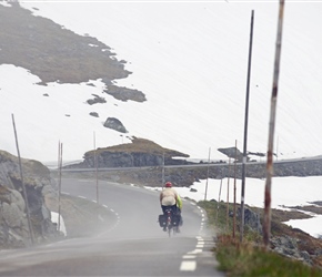 Terry descends the Jotenheim Road, 9km from Turtegro