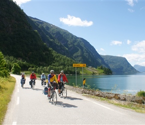 Colin, Alan, Linda, John and Joan on the road to Urnes at Skjolden