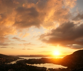 Sunset over Bergen from Montana YHA