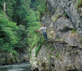 Neil on the steps in Slovakian Raj National Park