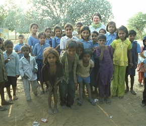 We attracted a lot of children when we stopped, here's a group on the road to Roopengargh