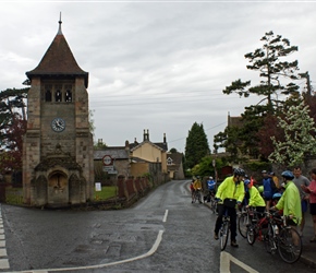 Group by the clock tower at Churchill