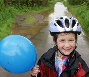 Louise with balloon from Glastonbury Abbey