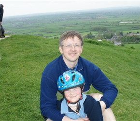 Nigel and Oliver atop Glastonbury Tor