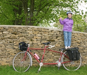 Louise near Westonbirt balancing on our present steed, the Longstaff Kiddiback