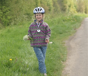 Louise picking flowers