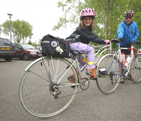 Emma and her bespoke trailer bike with a  700c wheel bought by her father Steve