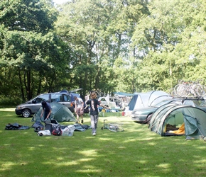 Christopher, Sam and dan setting up the tents on Saturday arrival