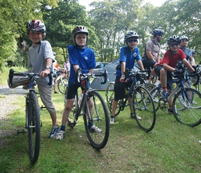 The under 10 peloton ready to depart, Edward, James, Matthew and Bill