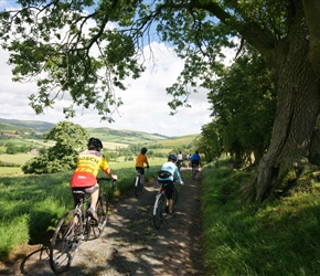 Ieuan , Matthew and James head towards the Long Mynd at Ratlinghope