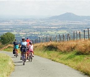 The Klemperers, Roddy and Finlay descending the Long Mynd