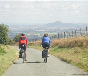 Adele and Dave descend the Long Mynd