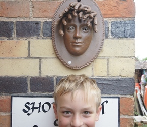 Bill and Medussa at the pottery shop at Edgton