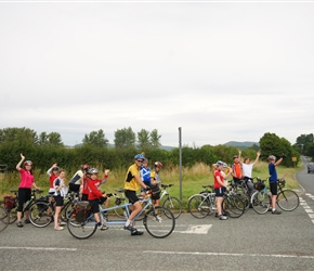 Waving at the cars on the A49T. No idea who started this but everyone enjoyed it