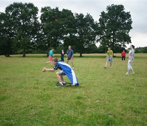 Pitcher Jonathan with his Scottish flag