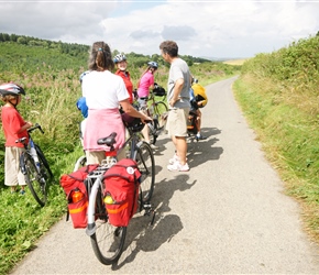 The Watson family chat to Nicola on the climb from Clunton