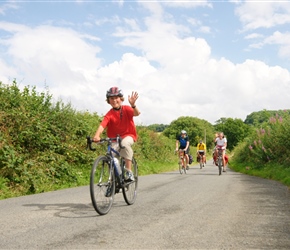 Edward descending from the climb from Clunton