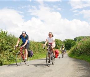 John and Jo descending from the climb from Clunton