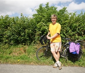 Neil by Louise on the climb from Clunton