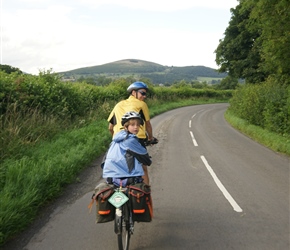 Christopher on the back looks back as we return from Bishops Castle