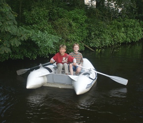 James and Edward on the lake at the chateau