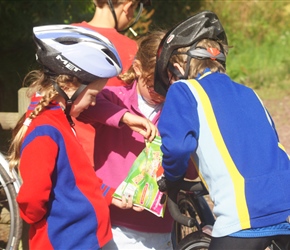 Always pack a large bag on sweets, useful at stops, Louise, Kate and James partake