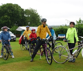 James, Graham and Janice wait at the start hoping for the weather to ease a little