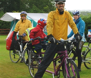 Graham waits in the rain for it to dry up a little bit