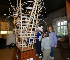 Catherine watches the ball model at the cafe (Mill on the Fleet) in Gatehouse of Fleet