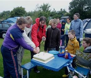 Anne, Elaine, Janice and cake at Seaward