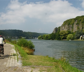 Lester and Ruby on the Cyclepath along the River Meuse heading for Namur