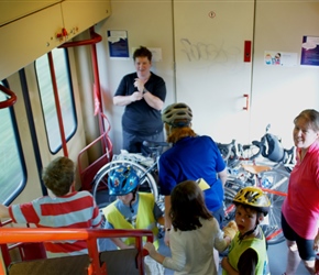 Getting a bike of a train is challenginging, getting a load like we had even more!! All prepared for the stop