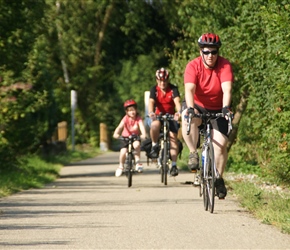 Steve followed by Linda and Emma on her solo on the Ciney Railway Path