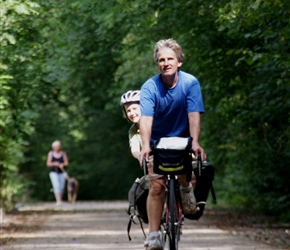 Neil and Louise on the kiddiback on the Ciney Railway Path