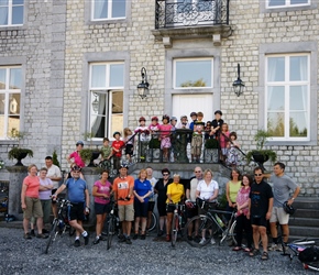 Everyone lined out outside Chateau de Halloy. It was Steves idea, a line up early in the week. Somehow he had mugs made by the end of the week....Thankyou