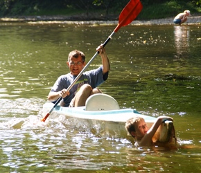 There was a lot of jumping in and out the water, James clings to James's bows