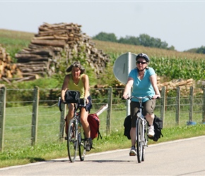 Jo, Jo and Kate approach Chevetogne