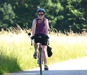 Sarah on the climb to Braibant