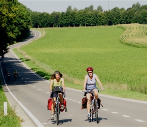 Jo and Lesley on the road to Pessoux