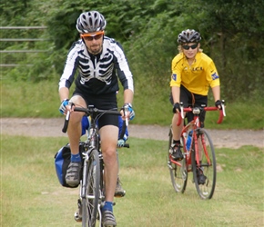 Graham and Bill cross Westhope Common