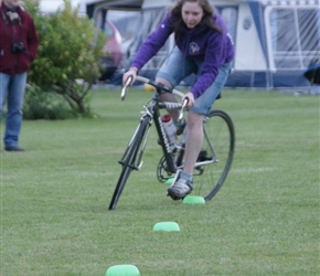 Sarah in the race through the cones