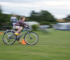 Louise grass racing back at the campsite which we did as an evening activity