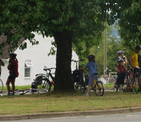 Scrumping has always been a art of cycle holiday. Here at a tree in Dilwyn