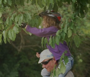 Catherine gets a hand from Douglas to reach the higher ones