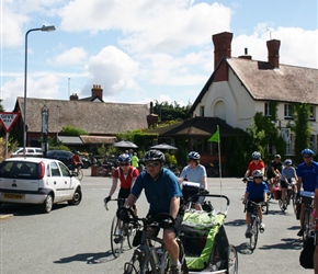 Paul Hart leads the departure from the cafe at Eardisley