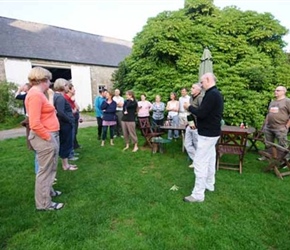 The sun came out for the last evening meal at Chateau Le Mont Epinguet