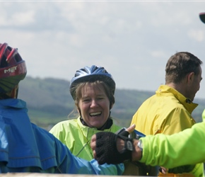 Sarah at viewpoint over Chew Valley Lake