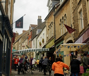 Diane pushes up Catherine Hill and out of Frome